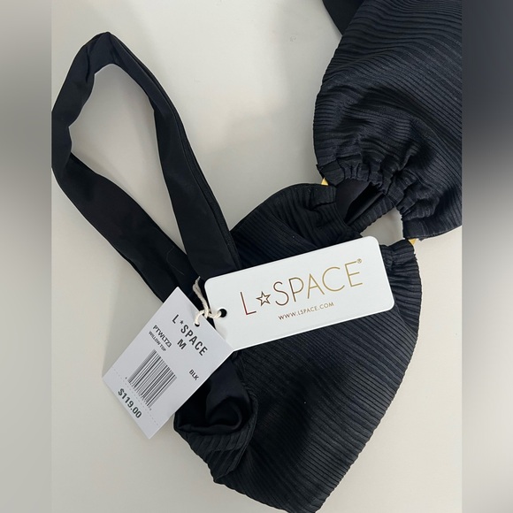 NWT Pointelle Rib Willow Bikini Top size medium black gold - Picture 5 of 7